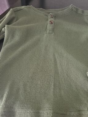 The Children's Place Olive Green Waffle-Knit Henley Crewneck Sweater
